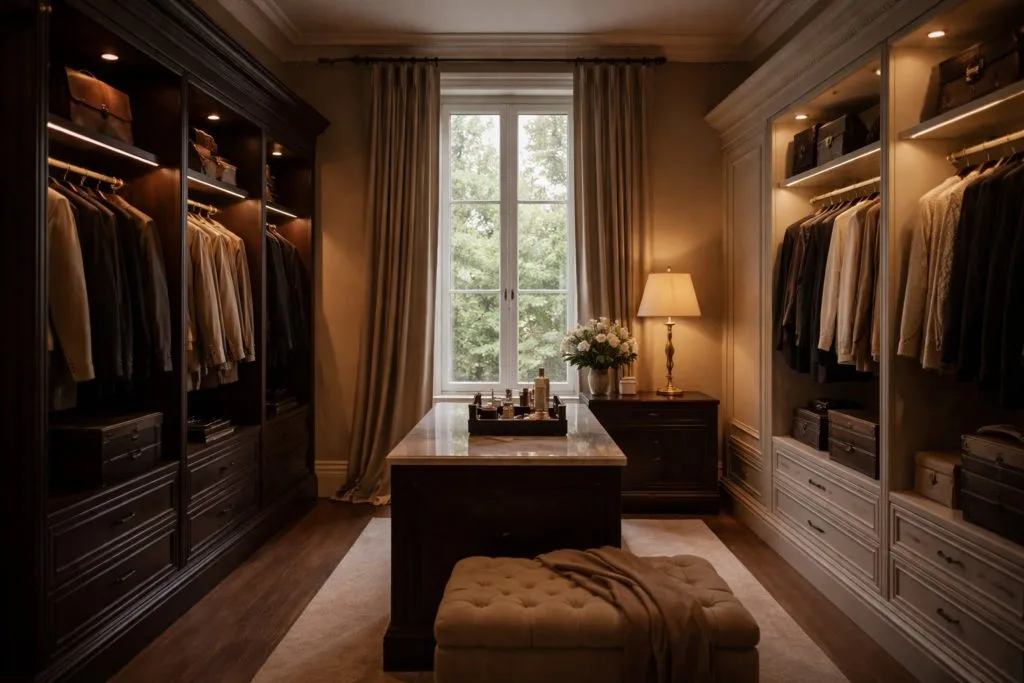 a wardrobe in low lighting in london