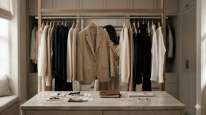 a personal stylist in London analysing a wardrobe